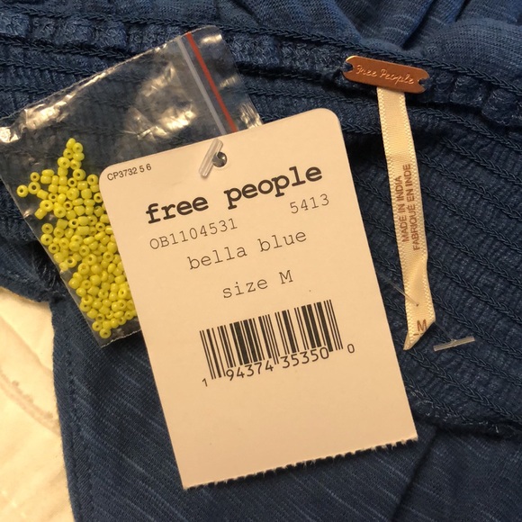 Free People Blue Embroidered Top - Picture 4 of 6